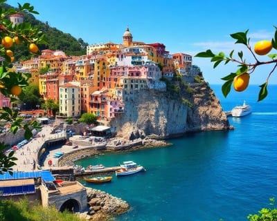 Italienische Amalfiküste mit bunten Häusern